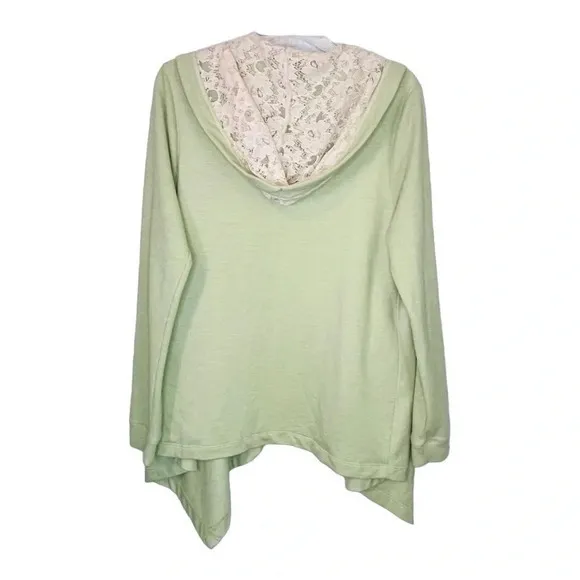 LOGO Lounge French Terry Cardigan Waffle Knit Crochet Hoodie Women Size‎ Medium - Image 5