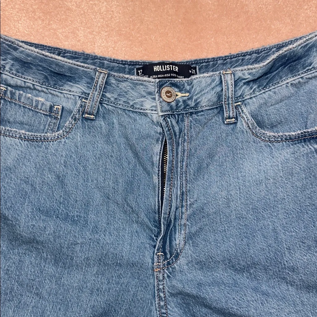 Hollister 100% Cotton Ultra High Rise 90s Denim Shorts Slightly Distressed - Image 2