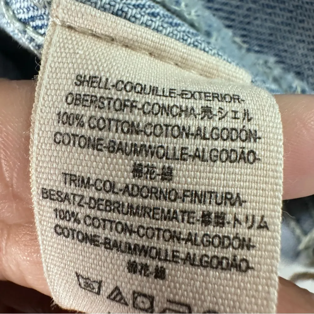 Baja Hooded Denim Jacket Light Wash Denim Orange  Size Medium - Image 11