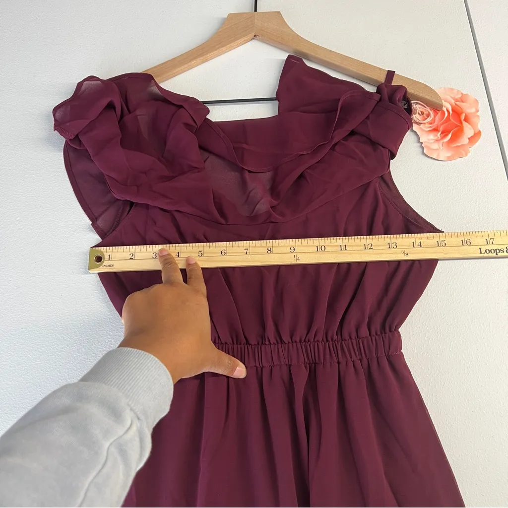 Show Me Your Mumu Flowy Ruffle Maxi Dress in Merlot Chiffon NWT Size XS‎ - Image 14