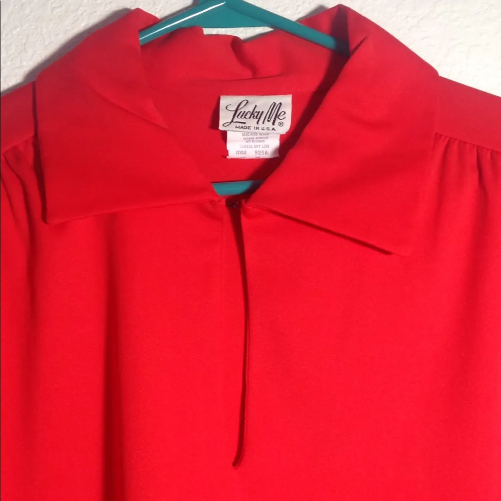 FINAL MARKDOWN Ladies' Lucky Me Vintage Keyhole Front top v38 Red Size undefined - Image 2