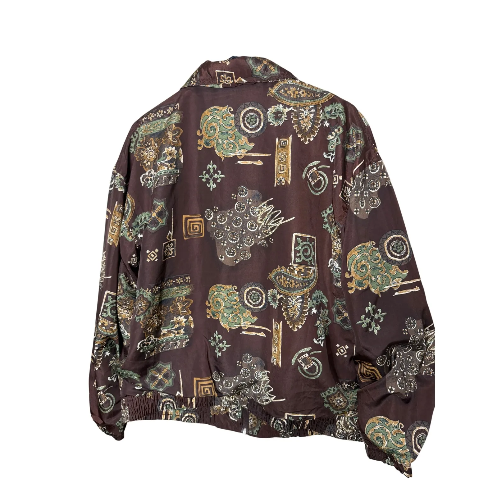 Vintage EVR Womens Brown Abstract Print Lightweight Zip Up Jacket Size Medium - Image 8