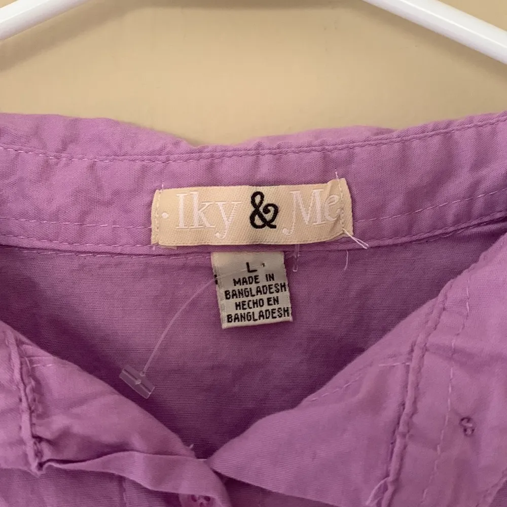 Purple ruched button down Size L - Image 3