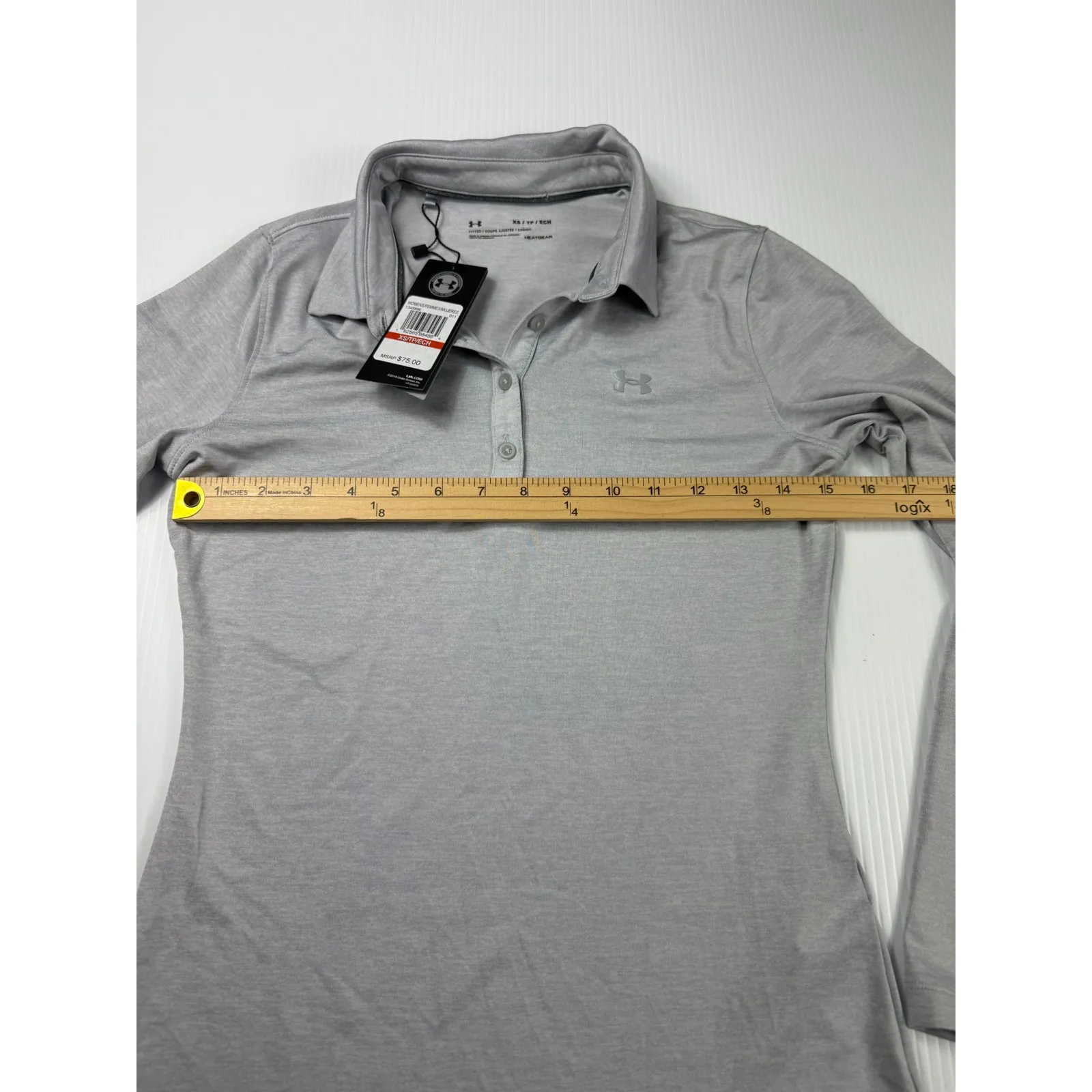 Under Armour HeatGear Fitted‎ Long Sleeve Polo Shirt Athletic XS NWT - Image 4