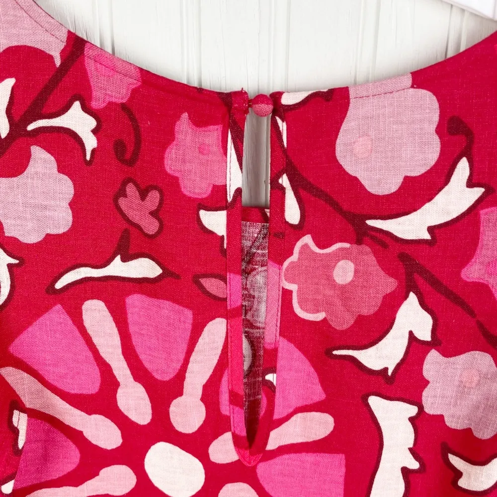 NEW Rhode x Target Zinnia Floral Print Bell Sleeve Midi Dress Linen Plus Size 22 Red - Image 14