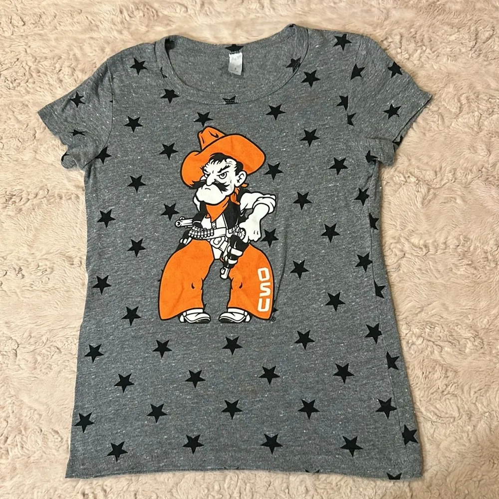 OSU Cowboys size S • Oklahoma State University star & cowboy mascot print top - Image 2