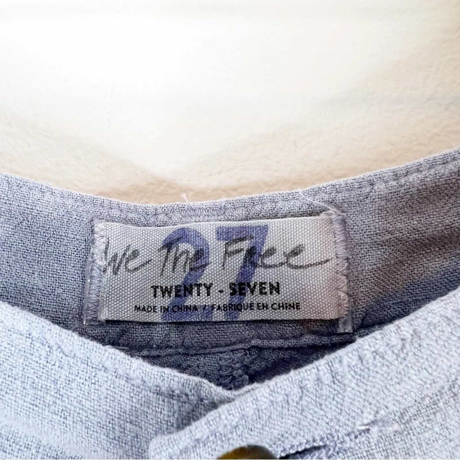 NWT Free People Faded‎ Love Linen Blend High Waist Pants 27 Blue - Image 6