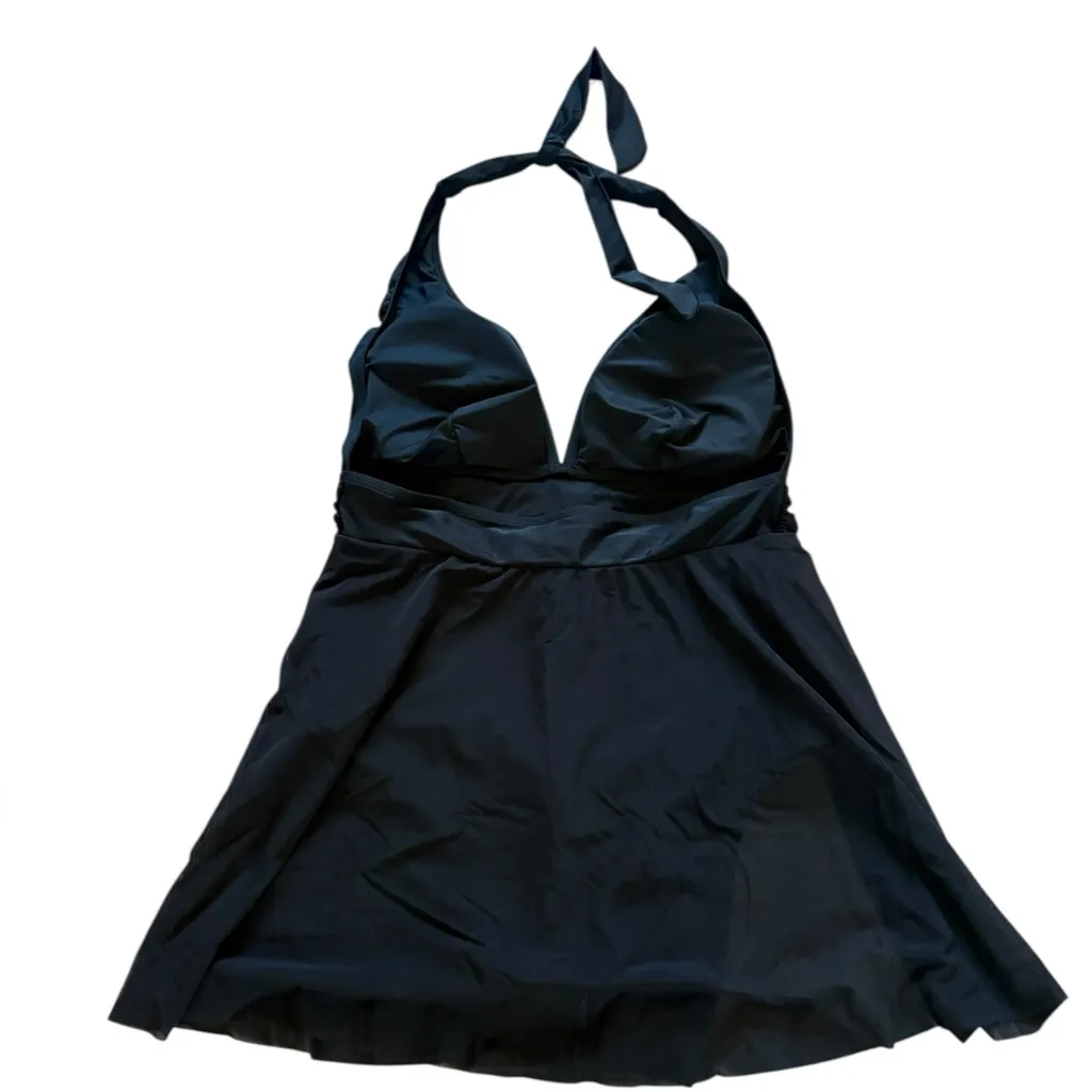 Cupshe Black One Piece Swimsuit Dress Halter Top Tummy Control Womens 1X NEW - Image 3