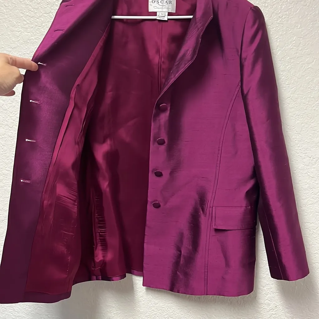 Oscar de La Renta *flawed* Fuchsia Blazer Size 14 - Image 10