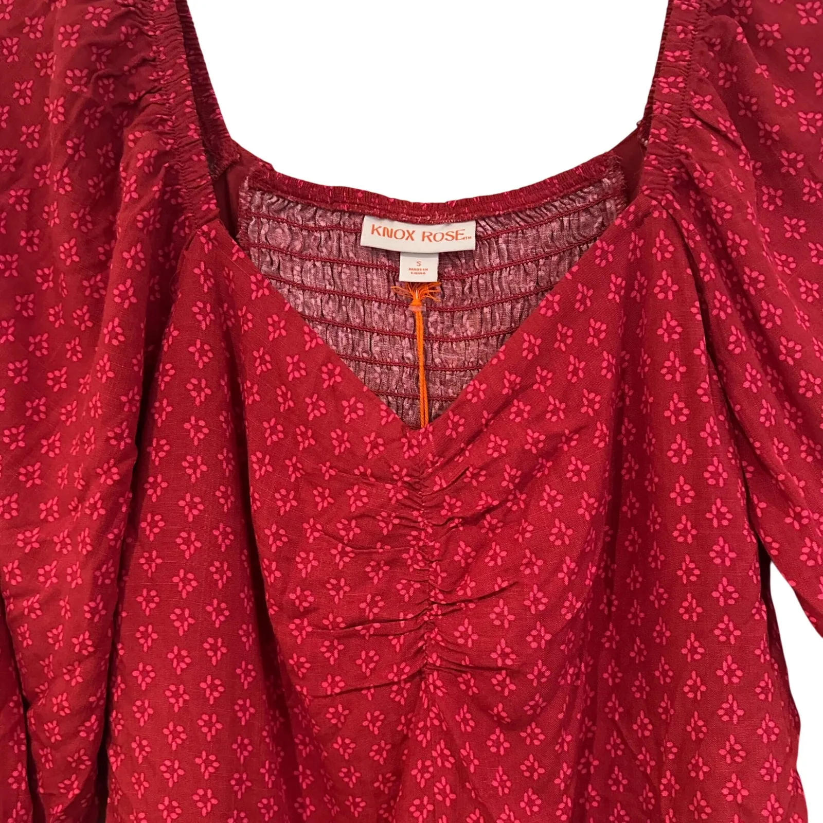 Knox Rose Floral Prairie Jumpsuit Women's Small Red Hippie Boho Casual Retro Y2K - Image 8