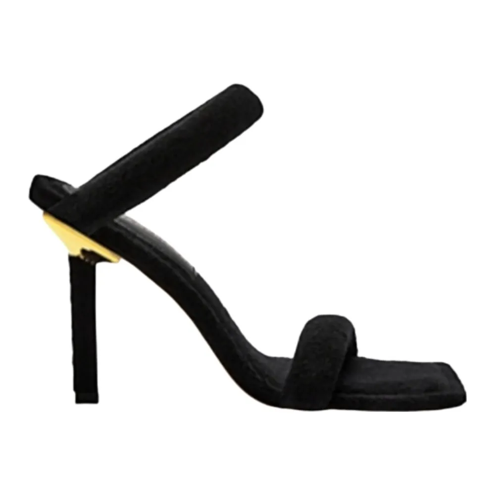 black Good American slip on terry cloth heeled sandal | square toe - Image 4