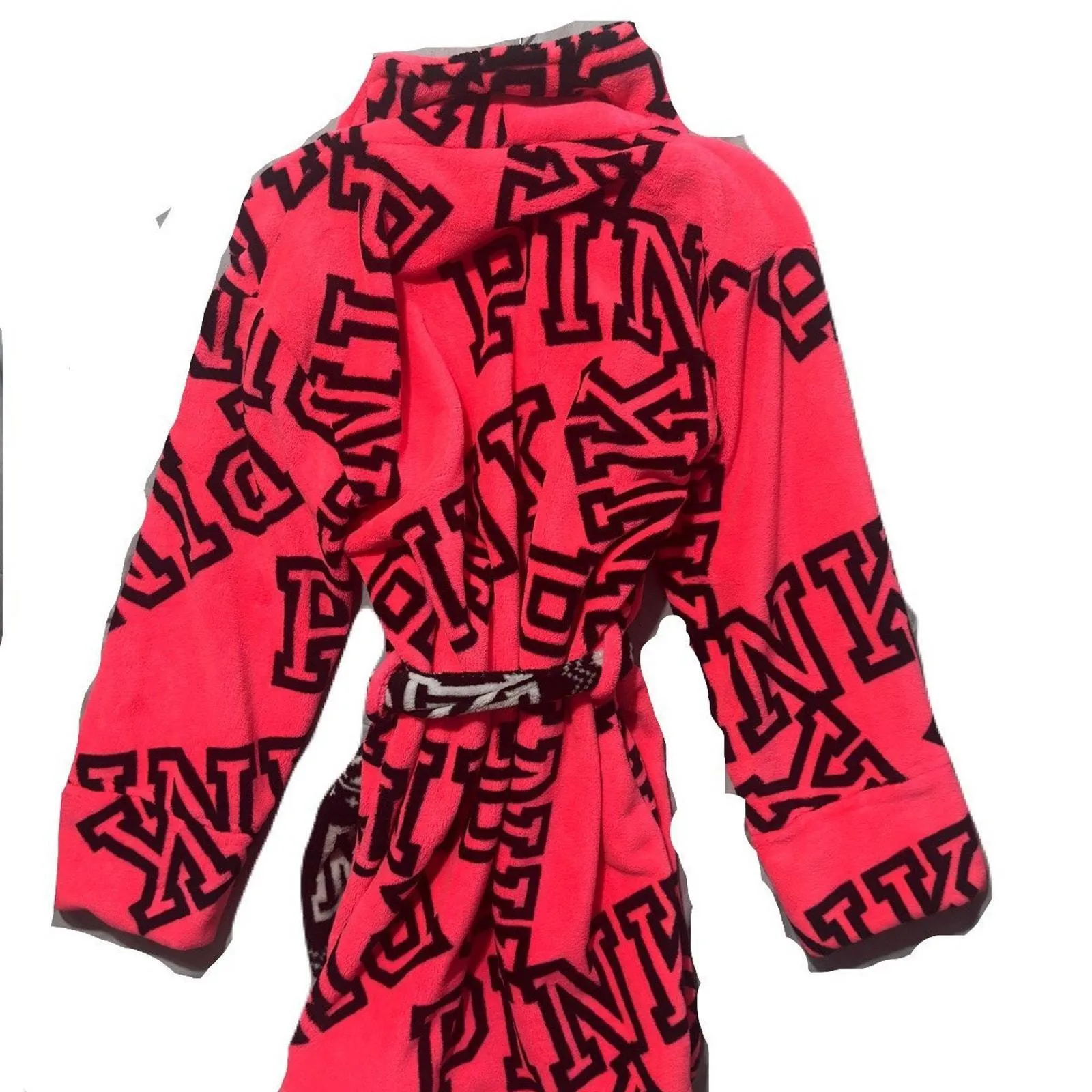 Victoria's Secret PINK Women's XS Pink Fleece Tie Closure Robe - Image 4