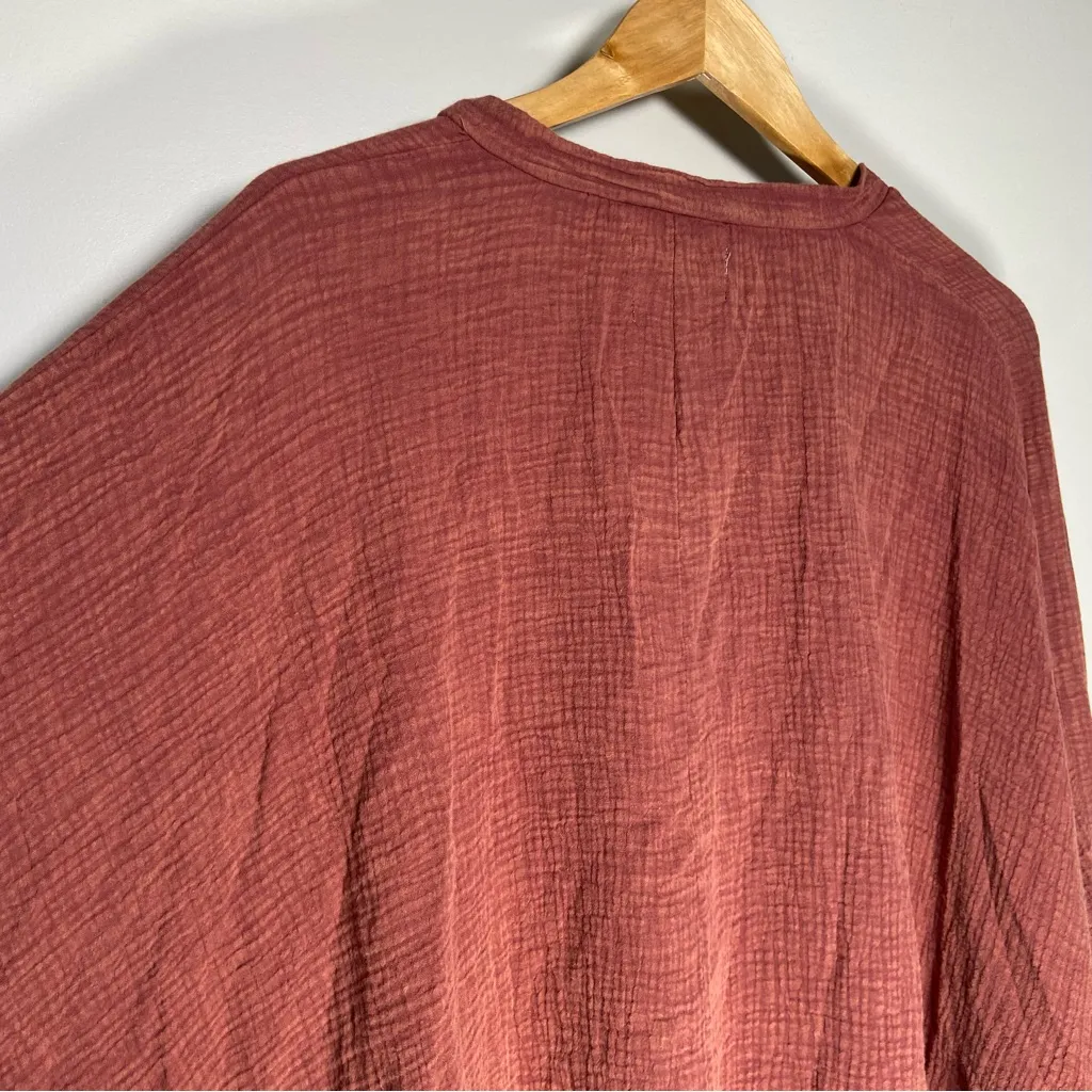 Oli & Hali Red Button Down Top Kimono Hippie Boho Western Shawl Cotton Oversized Size M - Image 10