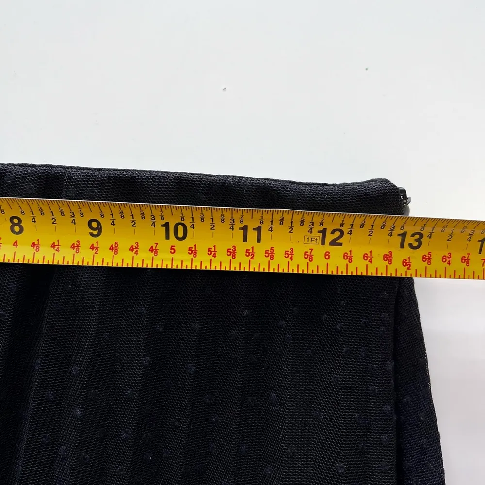 Zara polka dot Black midi pleated skirt mesh sheer witchy whimsical XS - Image 6