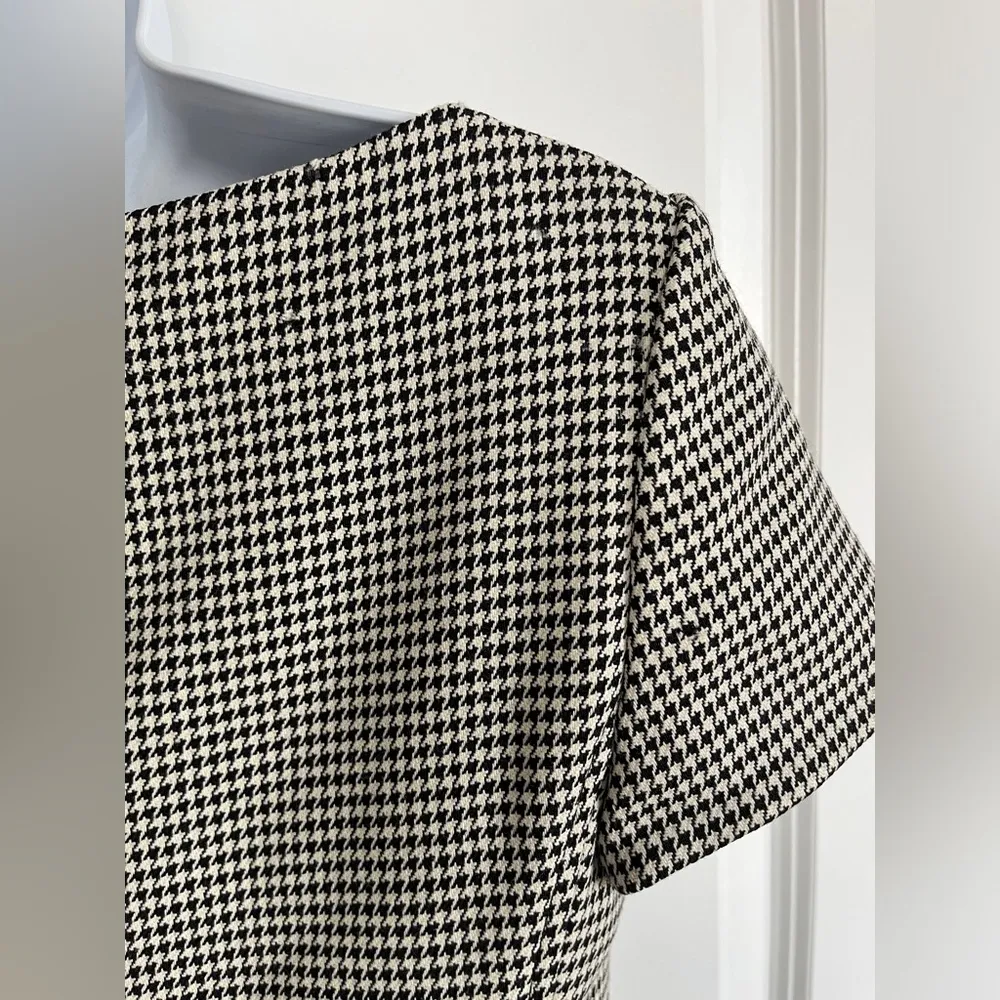 Ralph Lauren Black Label Wool-Blend Black & White Houndstooth Mod Dress, Size 4 - Image 8