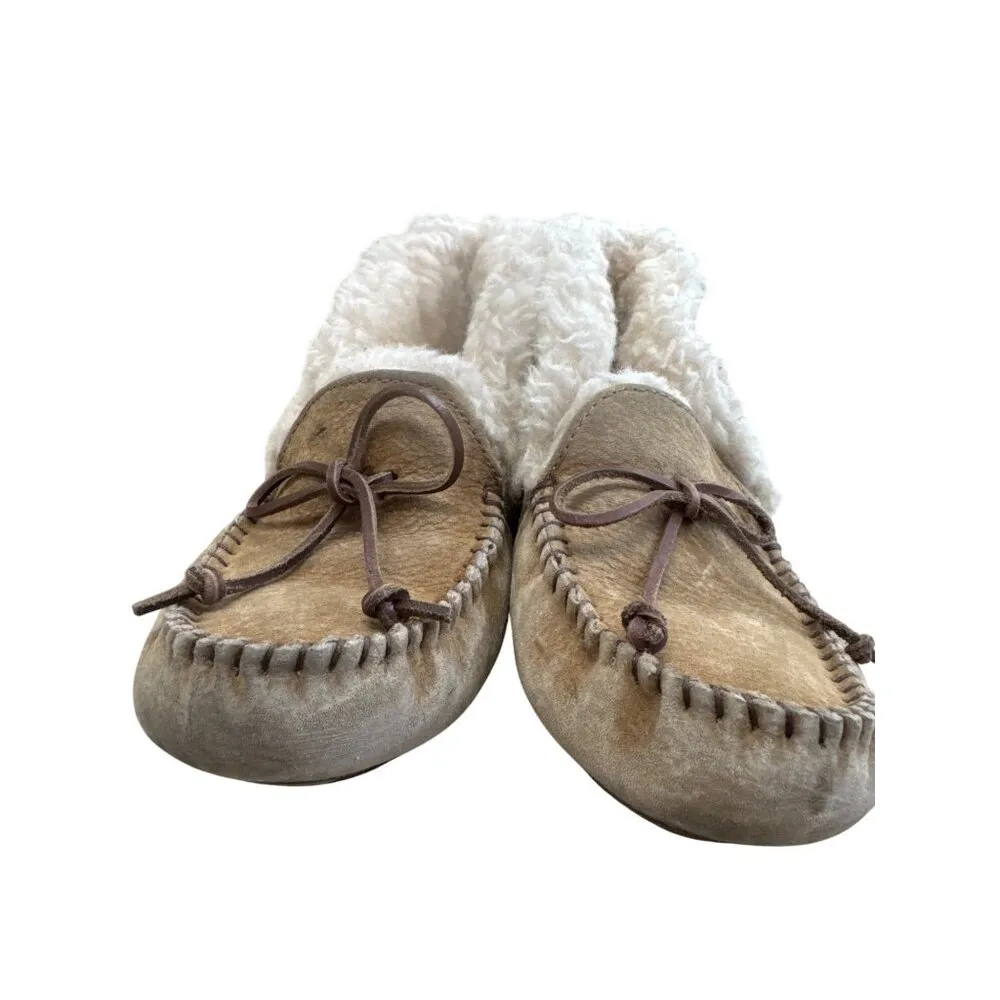 UGG Womens Brown Leather Fur-Lined Moccasin Slippers Ankle Boots Size 6 SKU8190 - Image 6