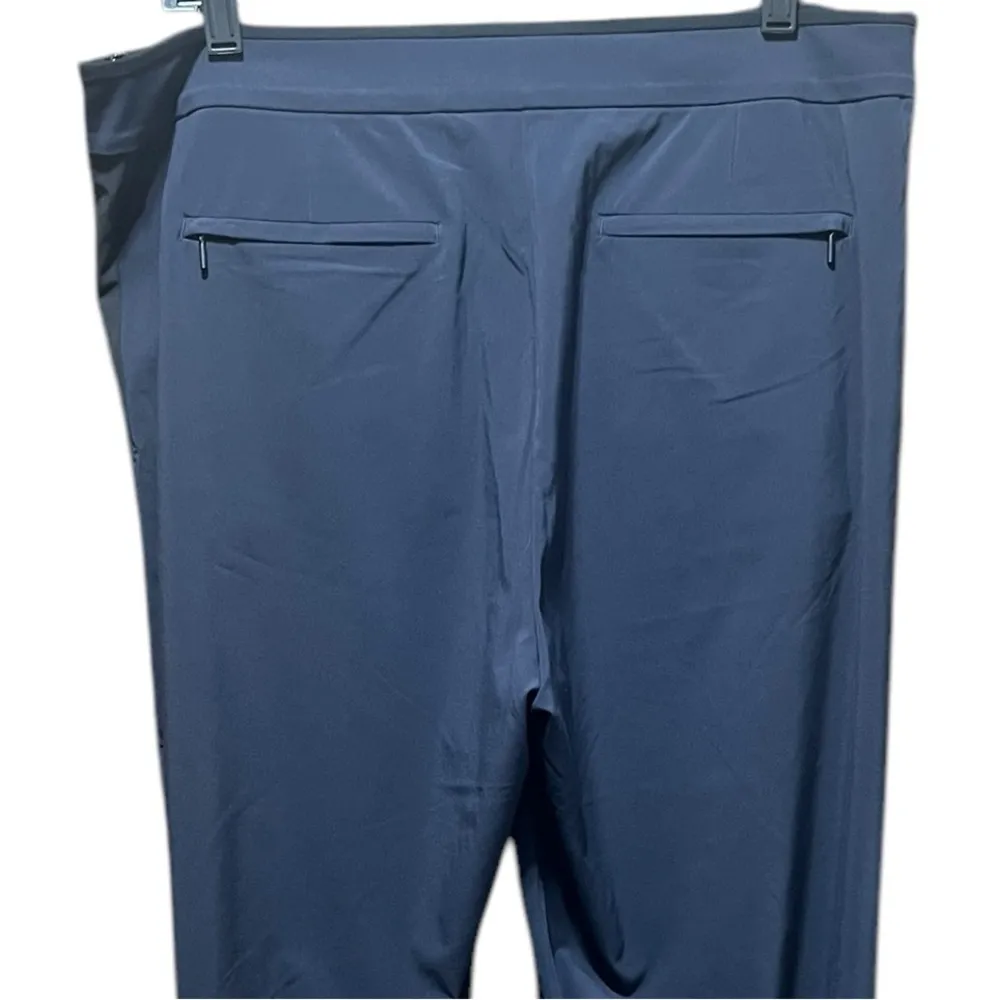 Athleta Wide Leg Gramercy Pants Navy Blue with Black Trim Size 14 - Image 12