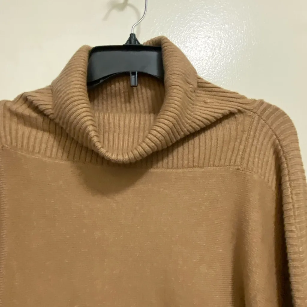Dennis Basso Womens Camel Beige Poncho Shawl Sweater XL Turtleneck QVC NWOT - Image 2