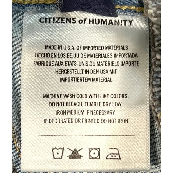 Citizens of Humanity Pieced Horseshoe Wide Leg Jeans Sz 26" Barrel Fracture Wash - Image 16