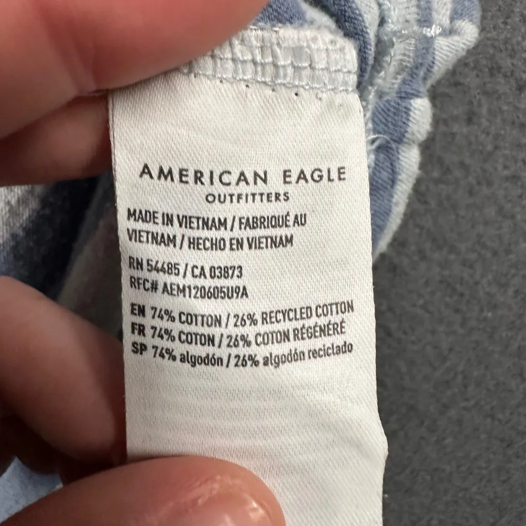 American Eagle Shirt Womens Small Blue Striped Short Sleeve Pullover T-shirt Tee - Image 8