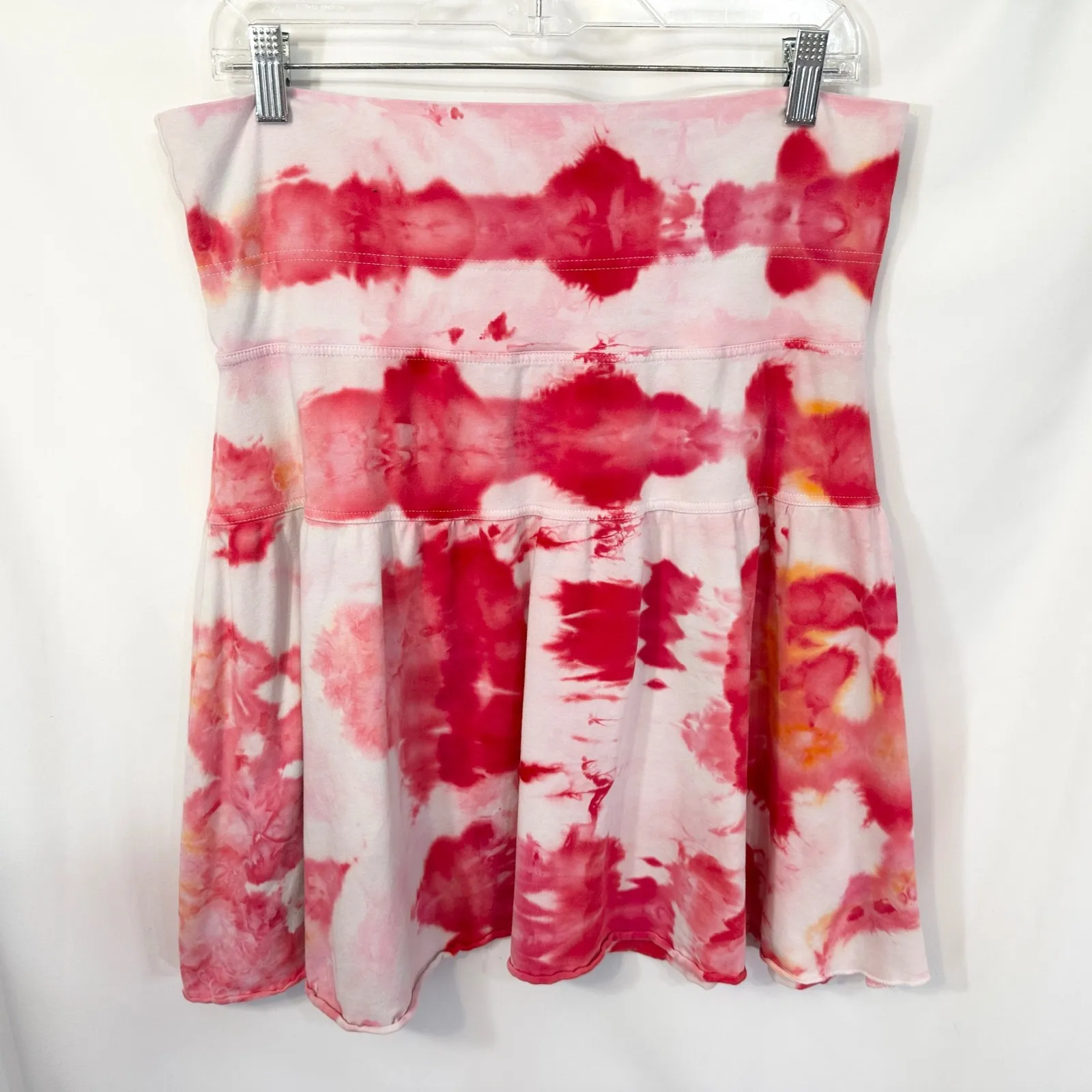 Ann Taylor LOFT Large Skirt Handmade Tie Dye Pink A Line Trumpet Preppy Boho 516 - Image 2