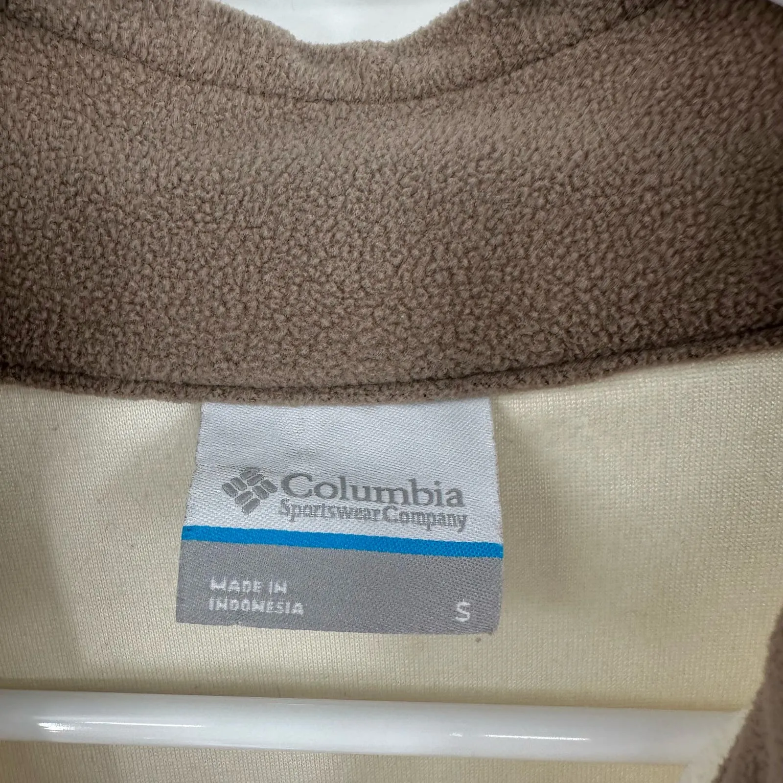 Columbia size small‎ fleece quarter zip pullover sweatshirt cream brown - Image 4