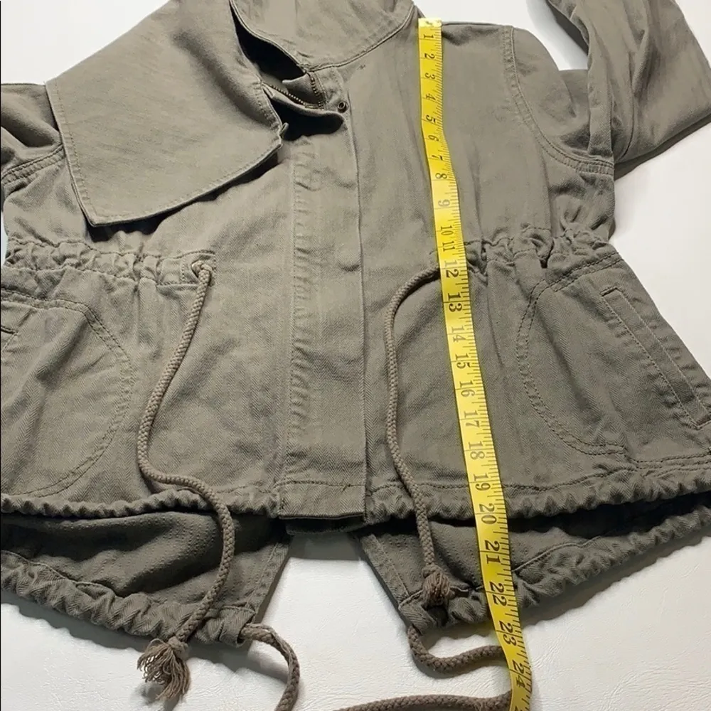 Hang Ten 3/4 Sleeve Oversized Collar Crop‎ Jacket Green S - Image 5