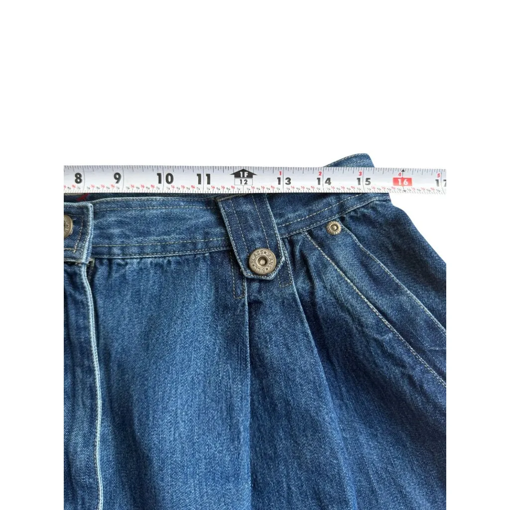 BILL BLASS Vintage 100% Cotton Pleated High Waist Mom Denim Shorts Size 14 NEW N - Image 2