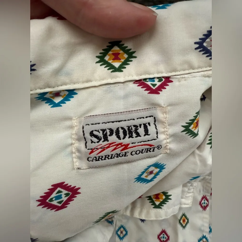 Vintage Carriage Court Sport sleeveless western print blouse, size large Red - Image 4