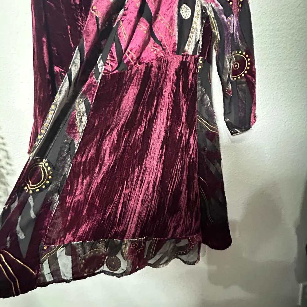 NEW Chico’s Travelers Collection Velvet Burnout Kimono Black Wine Size XS 0 - Image 8