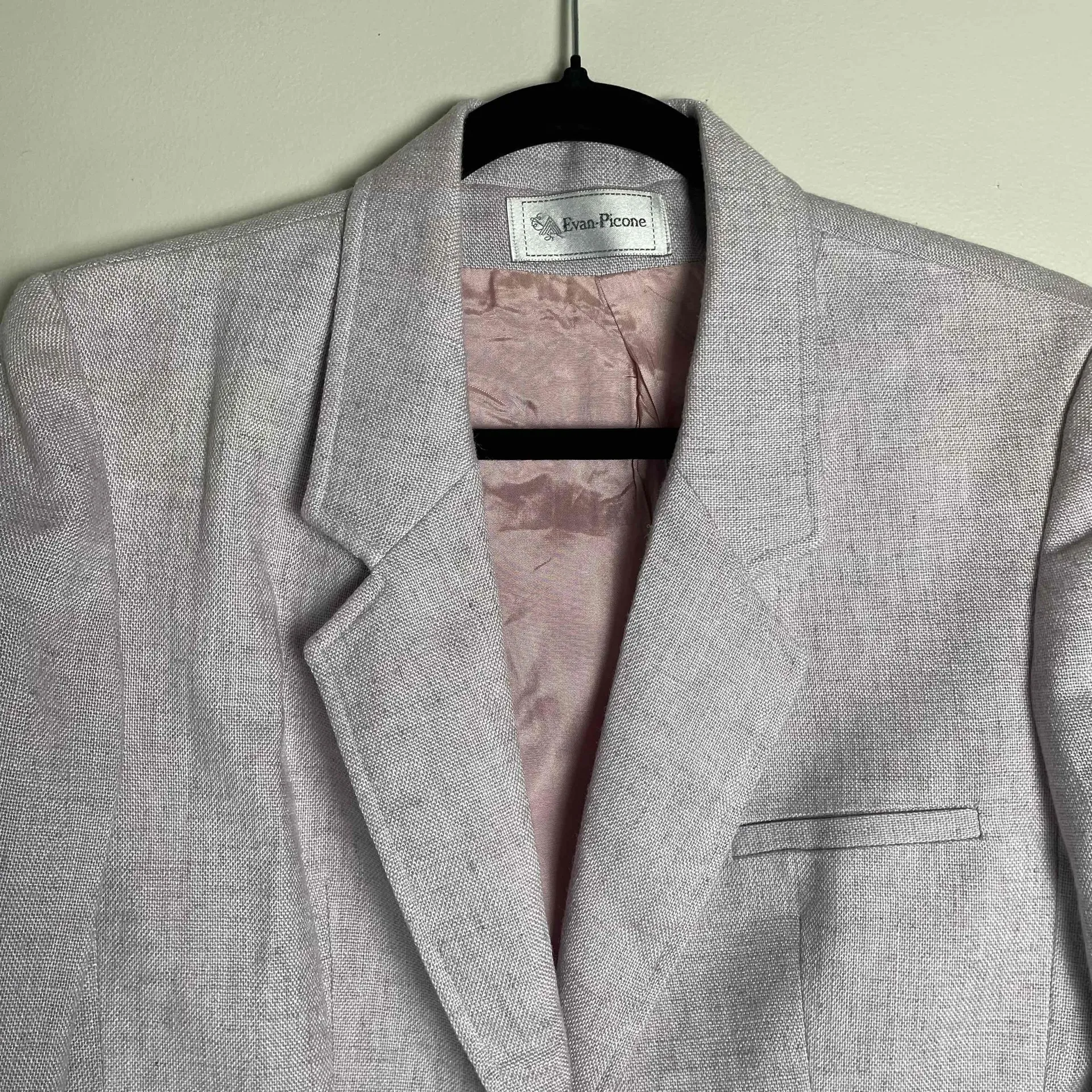 Vintage Evan Picone Women's Two Tone 90's Single Button Notched Lapel Blazer 12 - Image 4