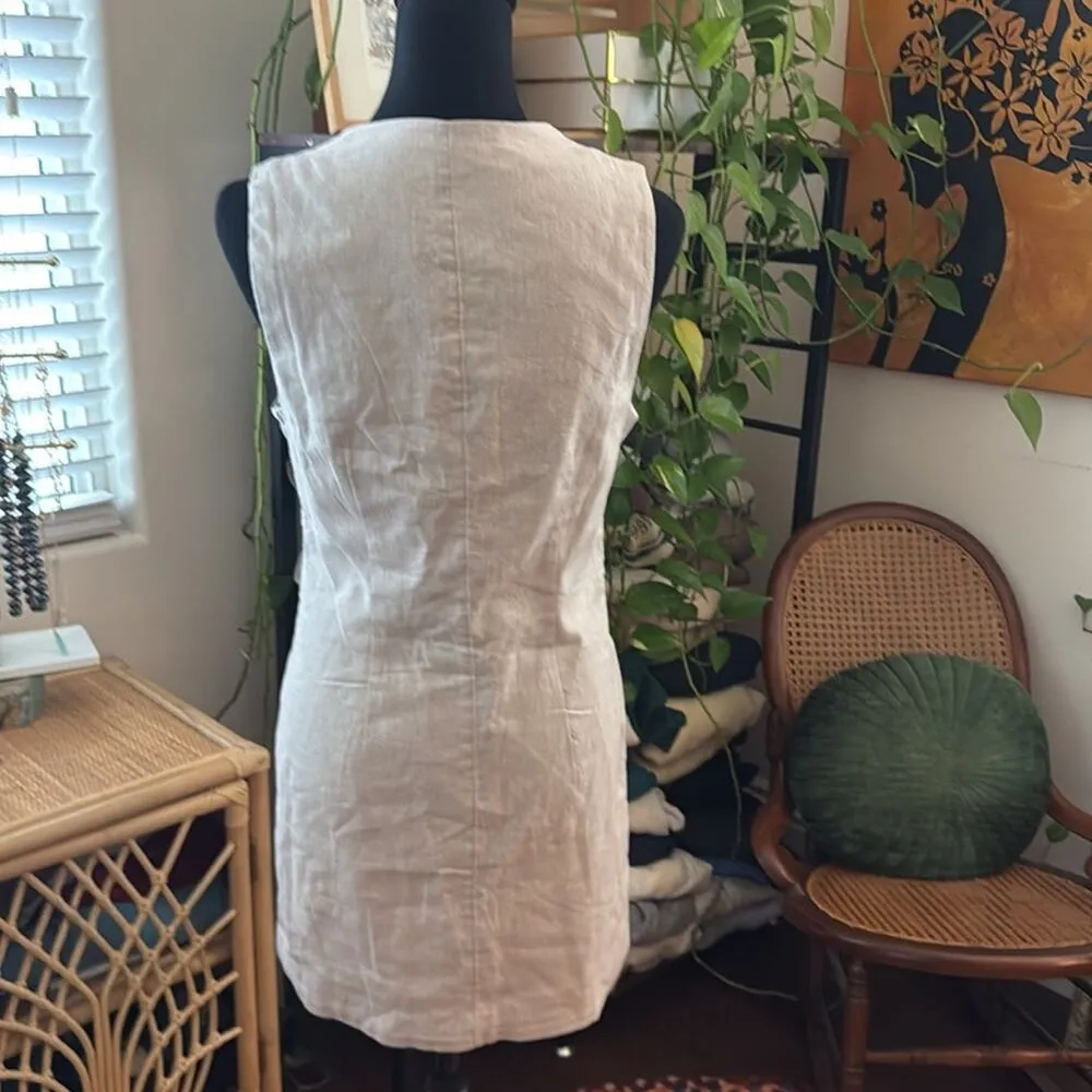 NWT Abercrombie & Fitch Beige Mara Linen Blend Button Up Vest Mini Dress - Image 2