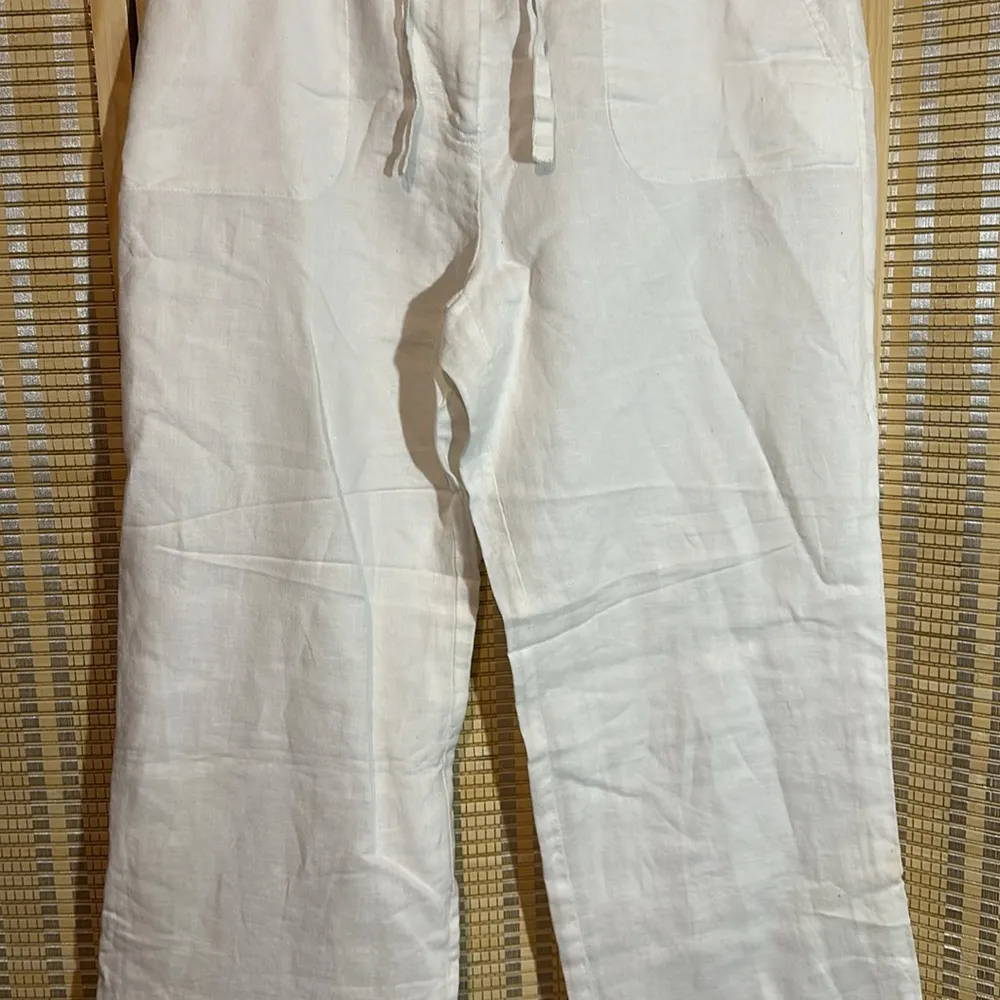 Charter Club Pant Shop Linen Cotton Drawstring Waistband Winter White Pants 8 - Image 3