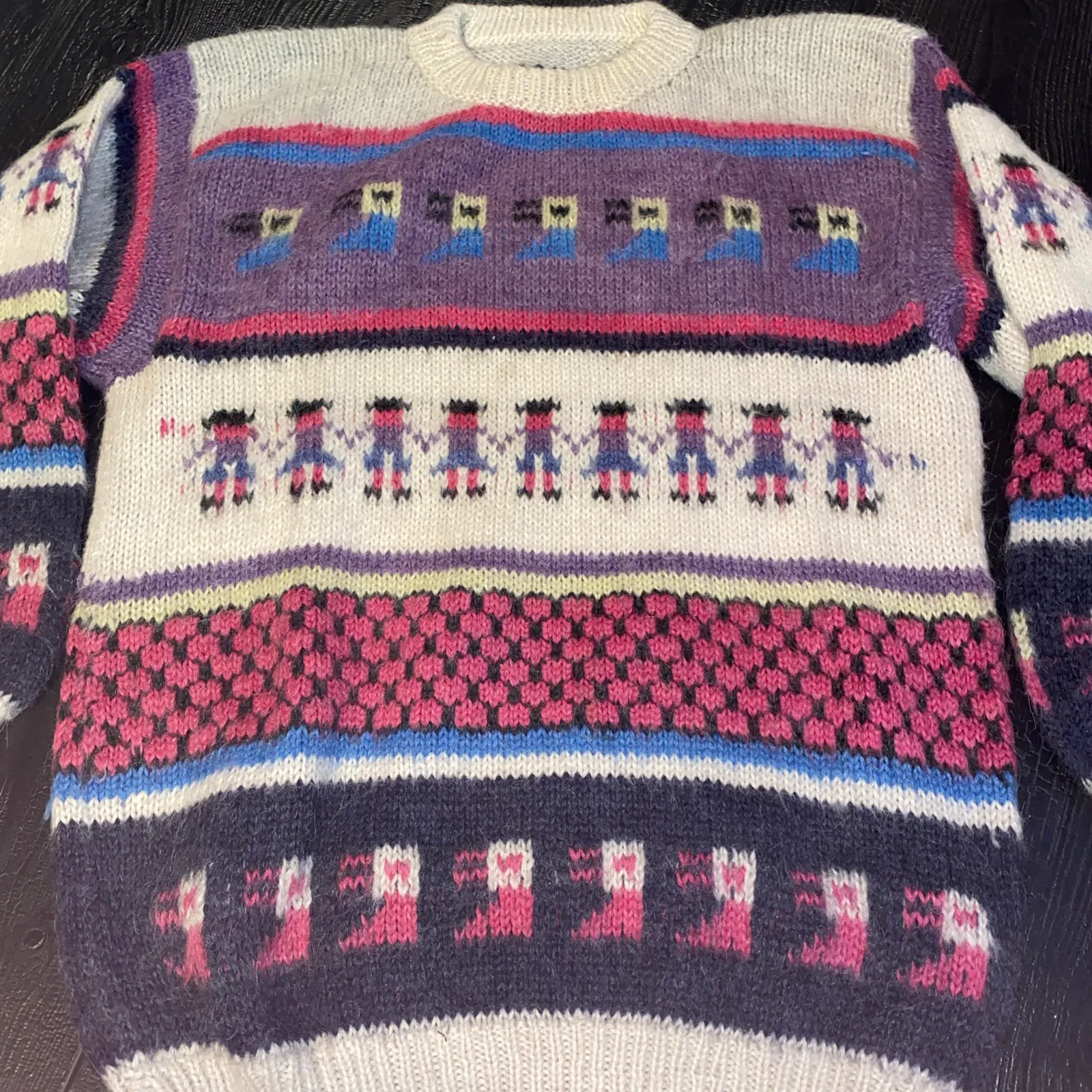 Vintage 80s Peruvian Alpaca Folk Hand Knit Sweater Llama Peru Multiple Size XL - Image 13
