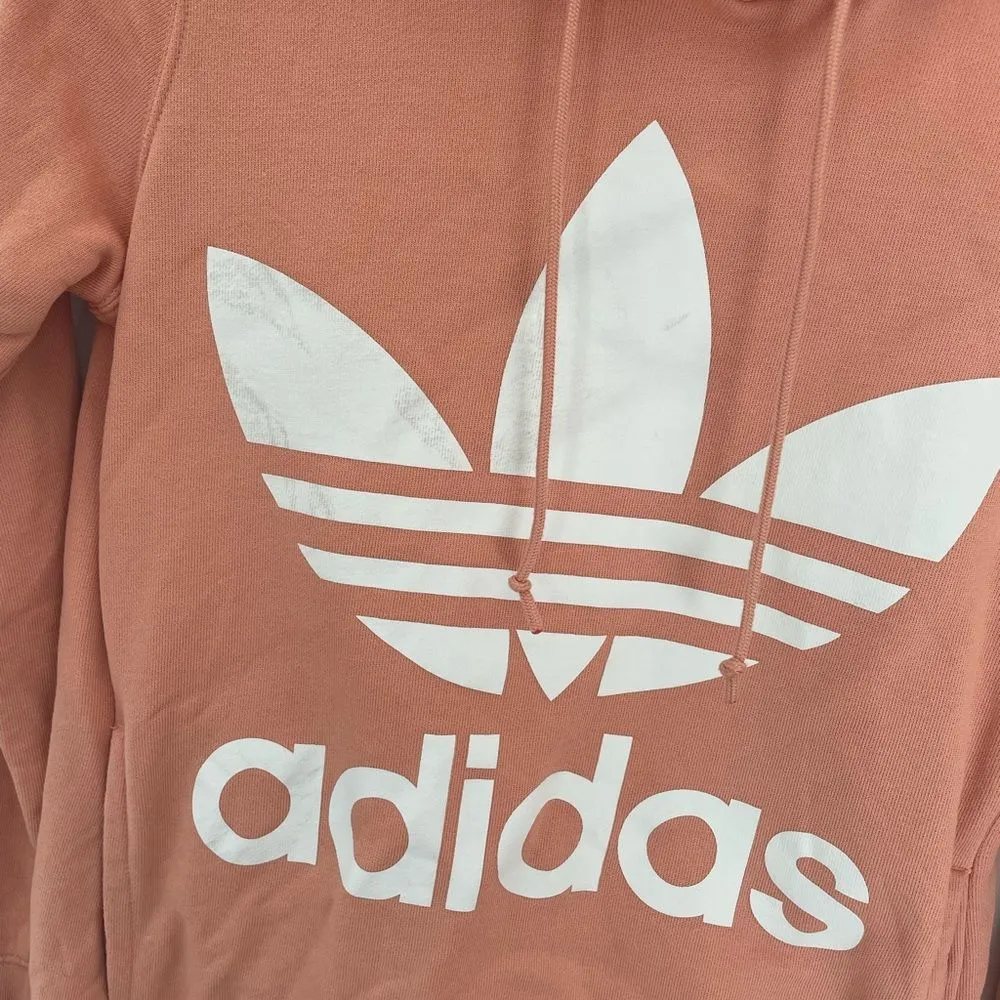 ADIDAS Women’s Trefoil Terry Tunic Long Length Hoodie Rose Pink Size XS - Image 2