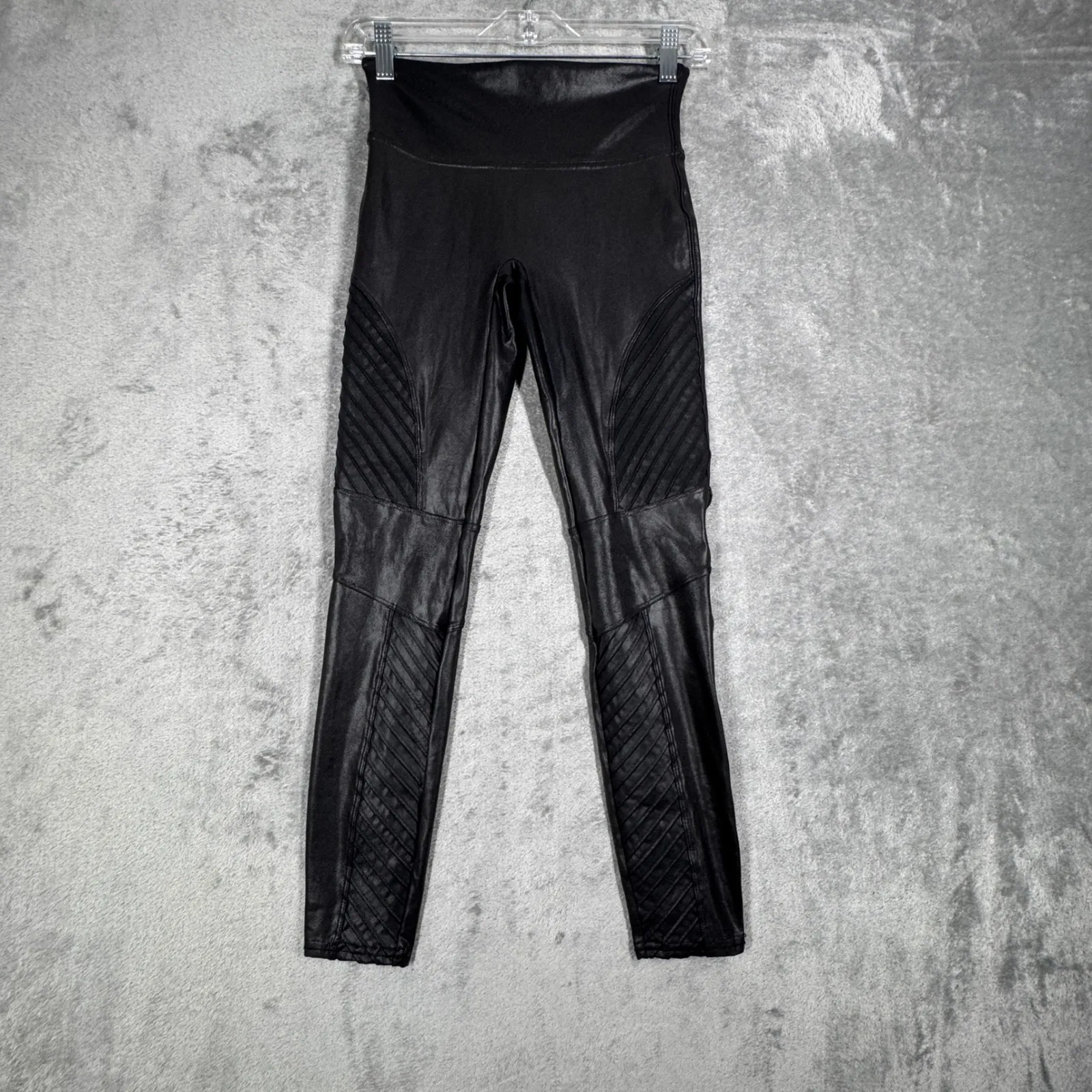 SPANX Leggings Faux Leather Moto Shaping Edgy Going Out‎ Neutral Black Small - Image 2