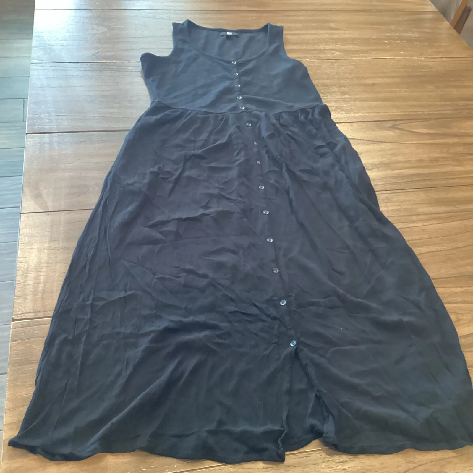 Frye Easy Button Front casual fall sleeveles long Midi maxi Dress black New S - Image 6