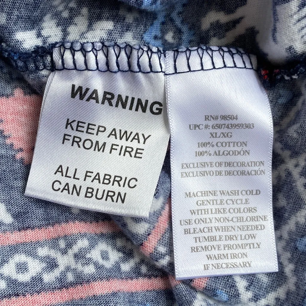 Lanz of Salzburg 100% Cotton Slim Fit Henley Top Legging Bottom Pajamas Blue Size XL - Image 4