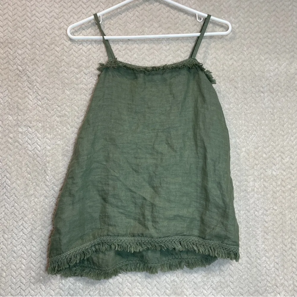 Francesca Bettini Olive Green Camisole Top M 100% Linen Euro Summer Cottagecore Size M - Image 9