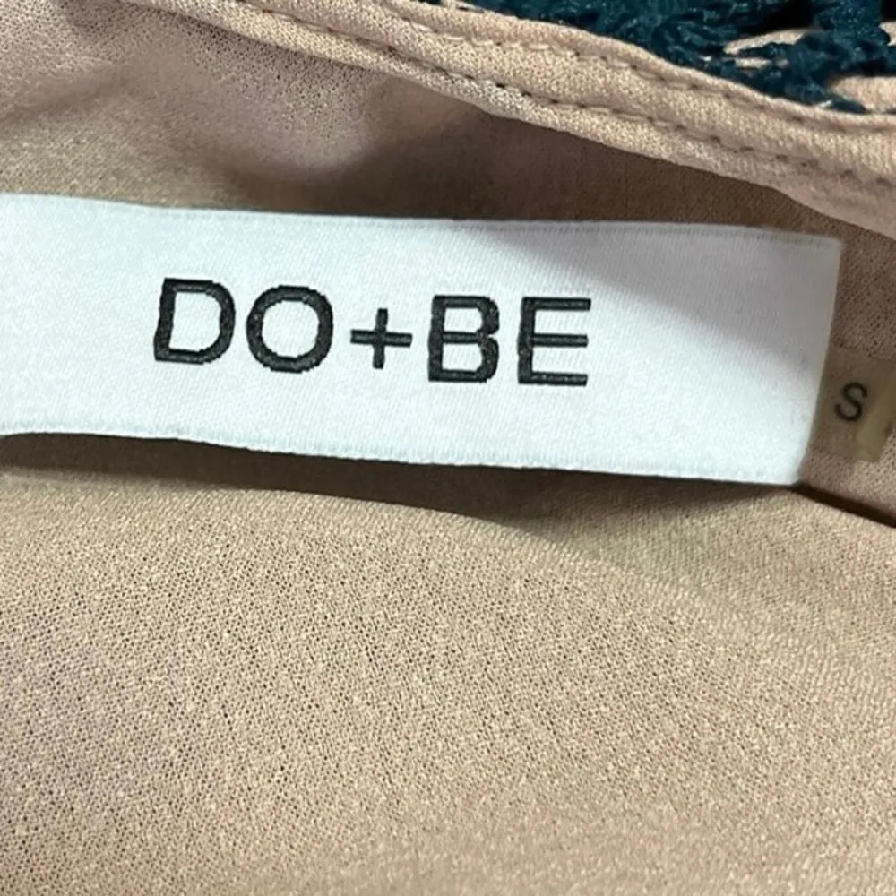 Do+Be Green Nude Crochet Knitted V-neck Party Cocktail Mini Bodycon Dress Size S - Image 4