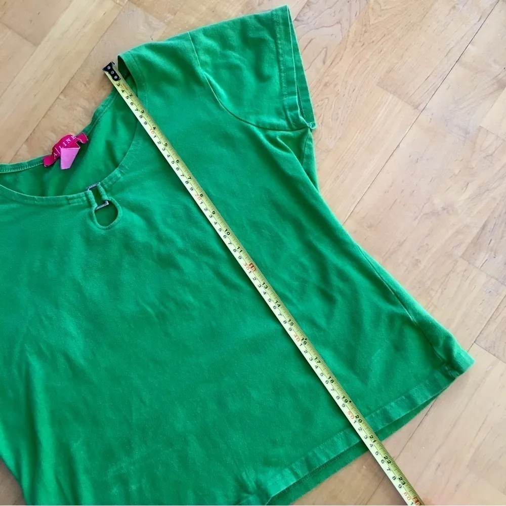 LAST CHANCE! A Line Colorful Short-Sleeve, Cropped Keyhole Tee, Green, Size XL - Image 7