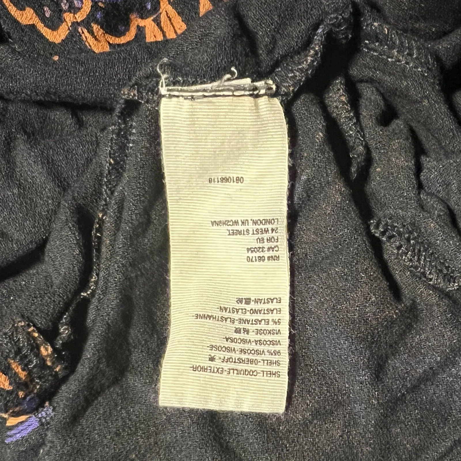 Free People Shirt Womens XS‎ Black Purple Noir Floral Print Hello Lover Bohemian - Image 7