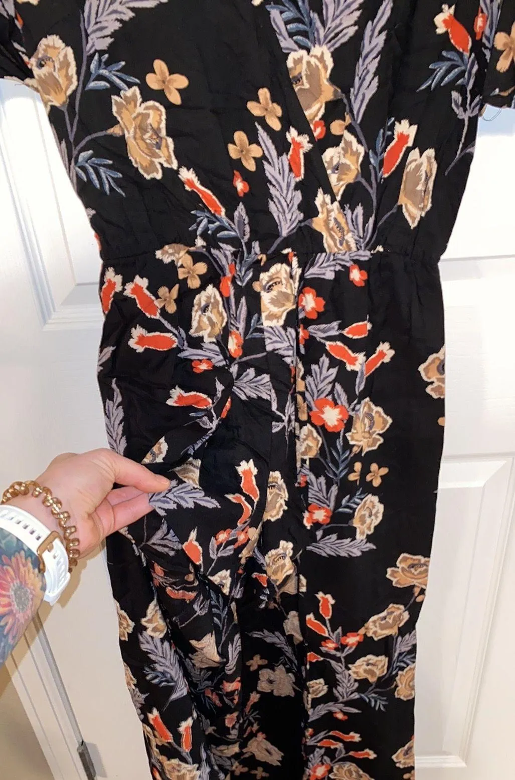 Black Floral Romper / Dress - Image 2