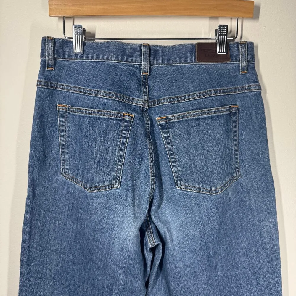 L.L. Bean Jeans Women 12M/T Blue Medium Wash Straight Cotton Spandex Natural Fit - Image 4