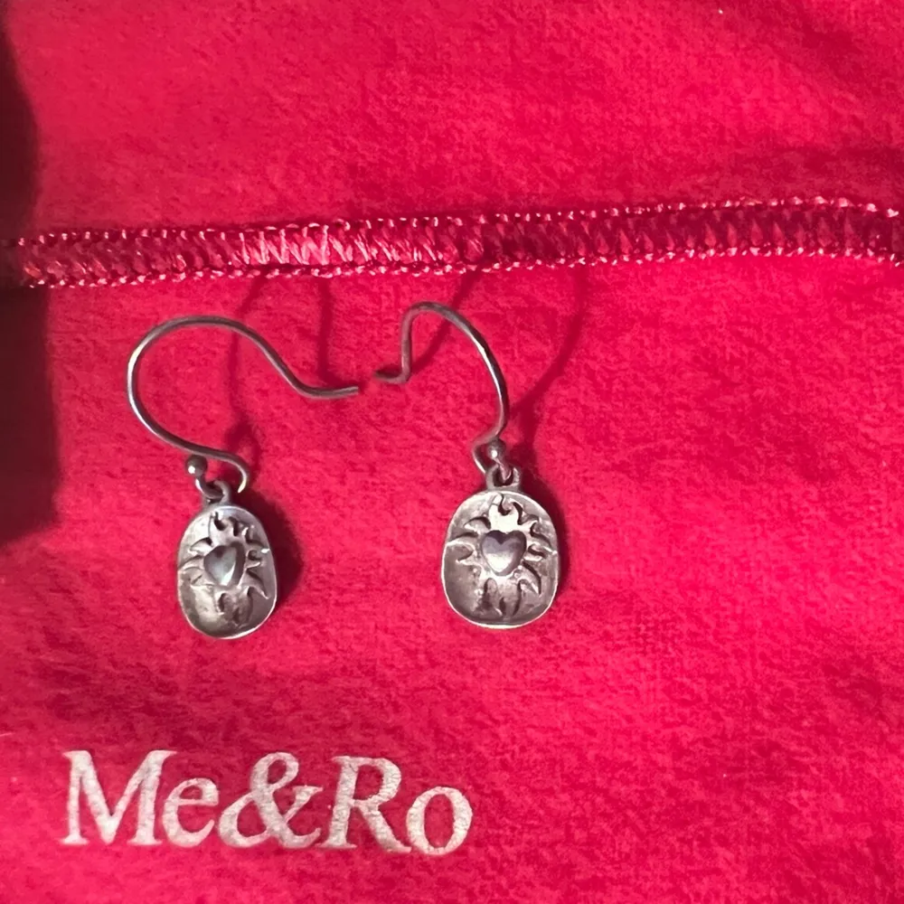 Me & Ro Silver Heart Flames Earrings Pierced Hooks - Image 2