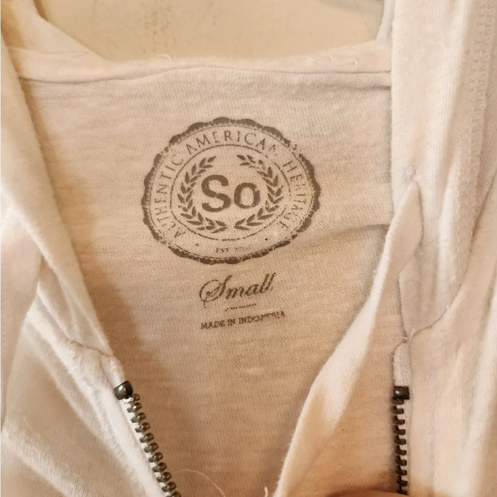 So white lightweight full zip hoodie jacket size womens small - Image 2
