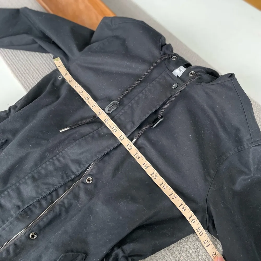 Liz Claiborne Black Cotton Anorak Trench Coat Size Medium - Image 9