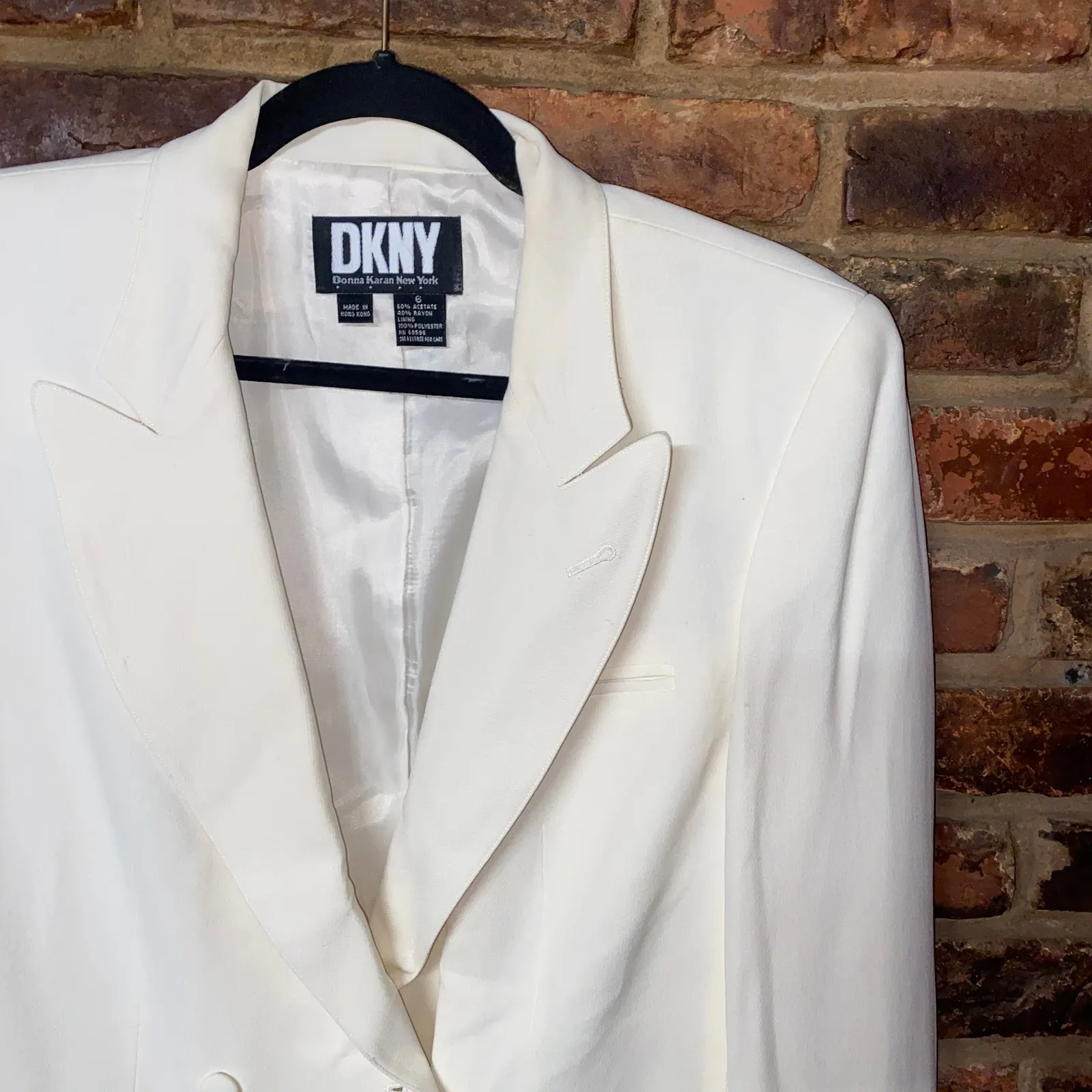 DKNY Donna Karan New York Vintage Ivory 2-Button Blazer Jacket Women's Size 6 - Image 2