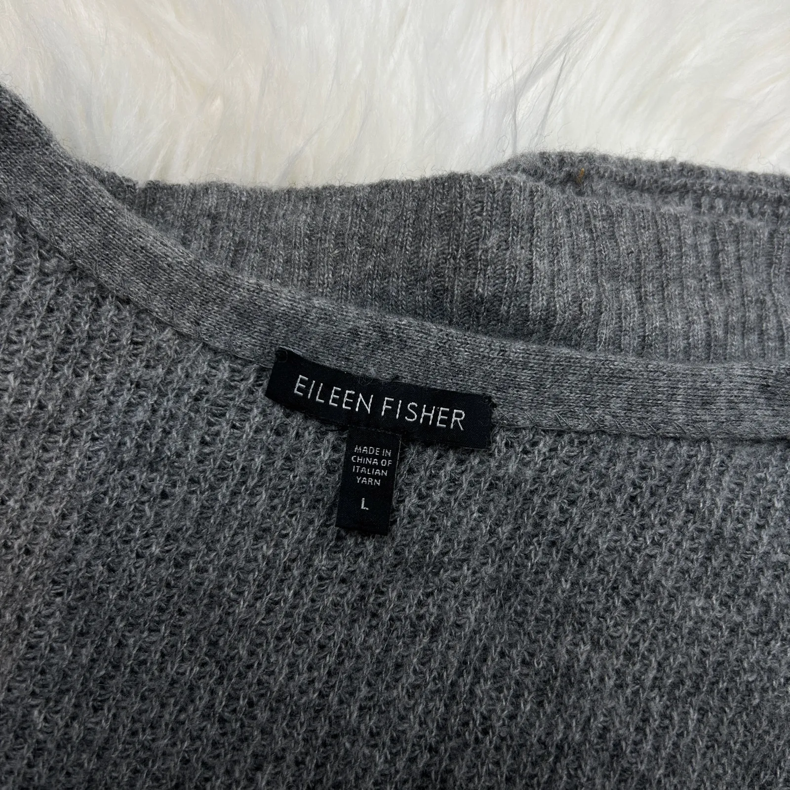 EILEEN FISHER Knit Cardigan Womens Large Wool Cashmere Angora Sweater Basics - Image 5