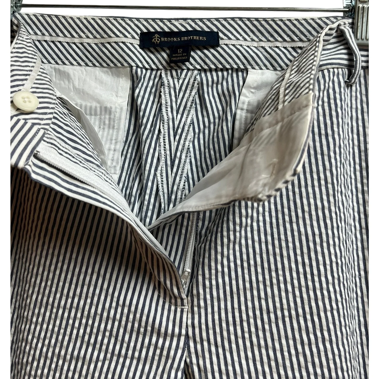 Brooks Brothers Women's Seersucker Chino Striped Pants 12 - Image 3